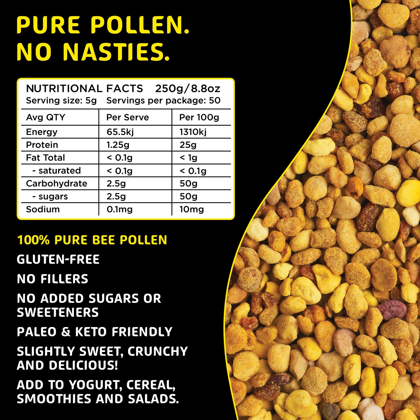 Helio Hives Bee Pollen 250g - Premium Australian Bee Pollen
